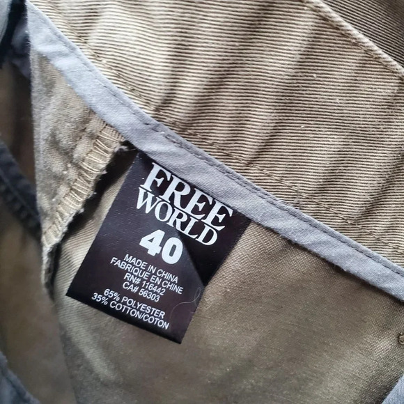 Free World Men's Big & Tall Dark Khaki Relaxed Baggy Fit 12" Casual Shorts Sz 40 - Picture 3 of 5